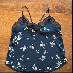 1. State Floral Camisole with Lace Trim in Black